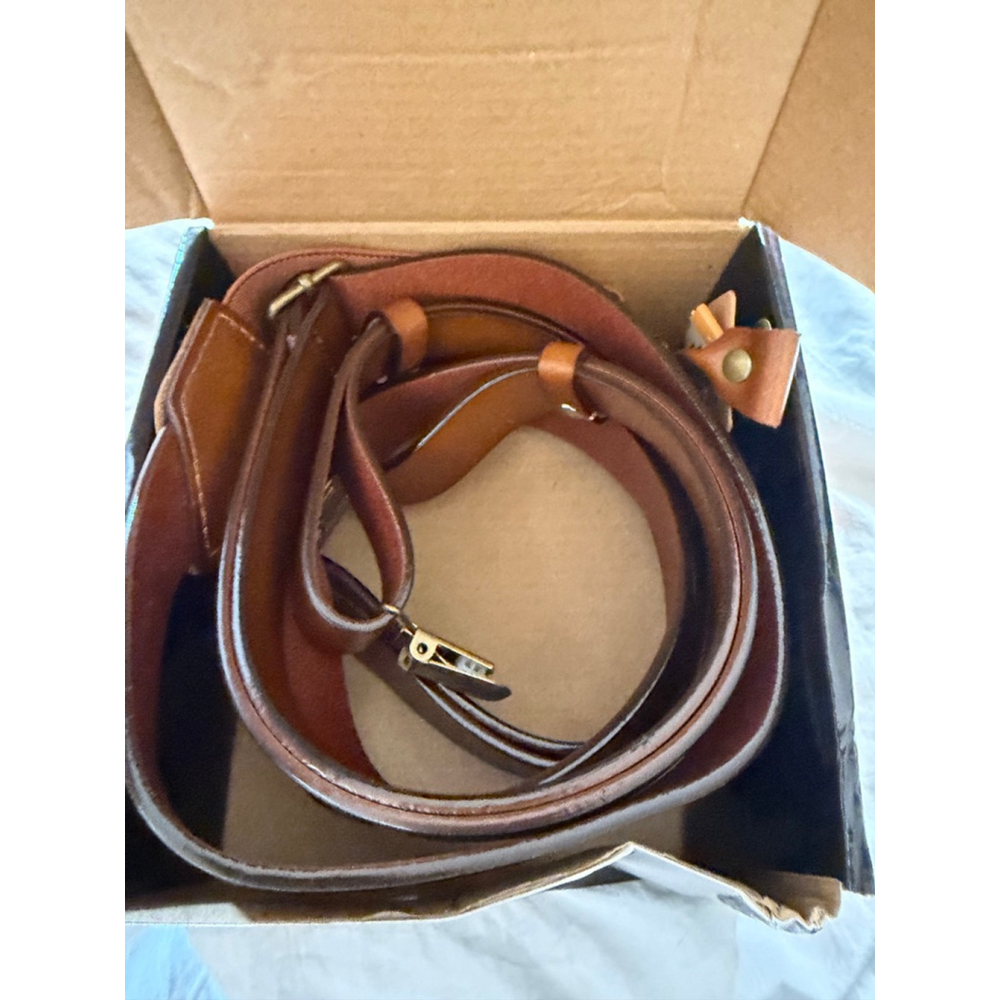 NEW Mens Brown Leather Suspenders Y Back Design Adjustable Metal Clips - Picture 4 of 6